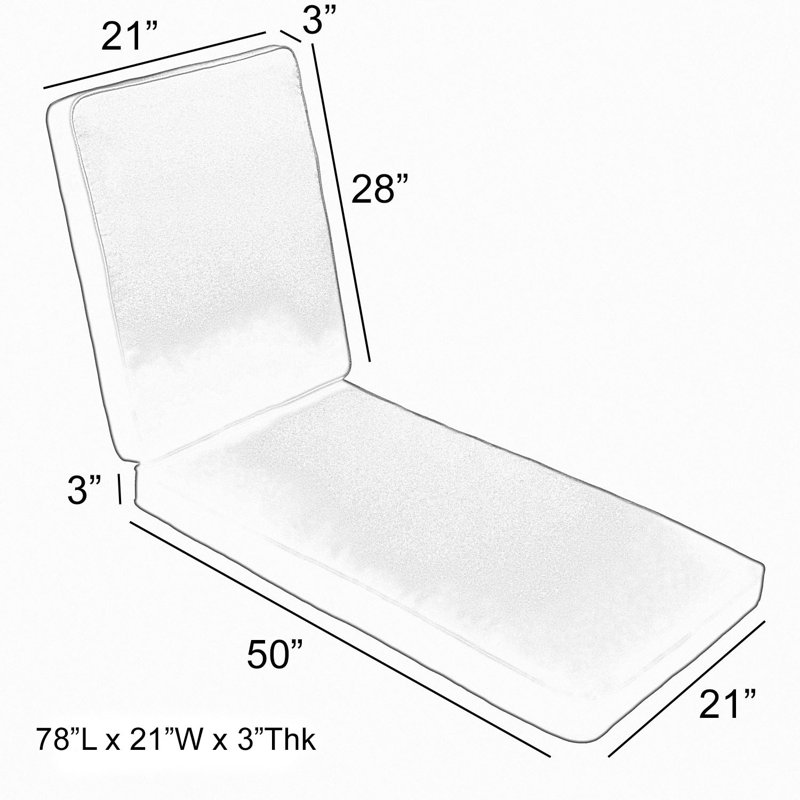 Sunbrella Outdoor 3'' Chaise Lounge Seat / Back Cushion, 21" W x 78" D, Dupione Sand Sunbrella®