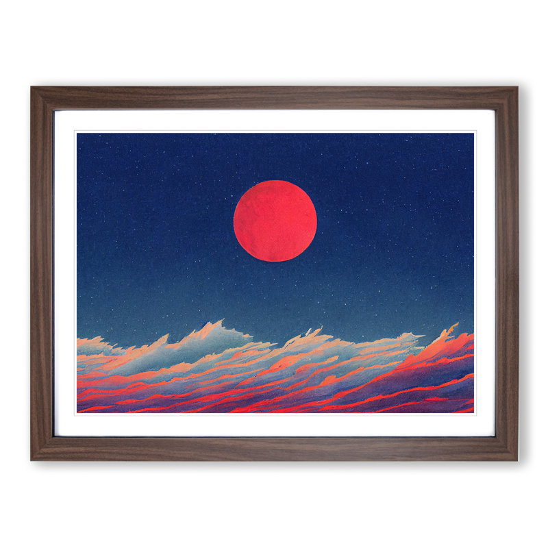 XH1022-6137X Modern Moon Vol.3 - Single Picture Frame Print, 46cm H x 64cm W x 2cm D, Walnut