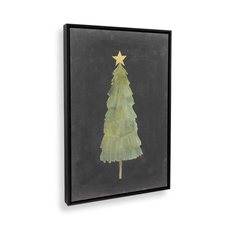Impression d'arbre de Noël minimaliste sur toile, H 30,75 po x l 20,75 po, Cadre flottant noir