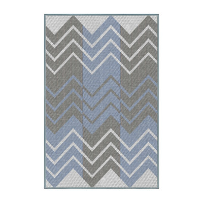 Tapis bleu/gris à motifs