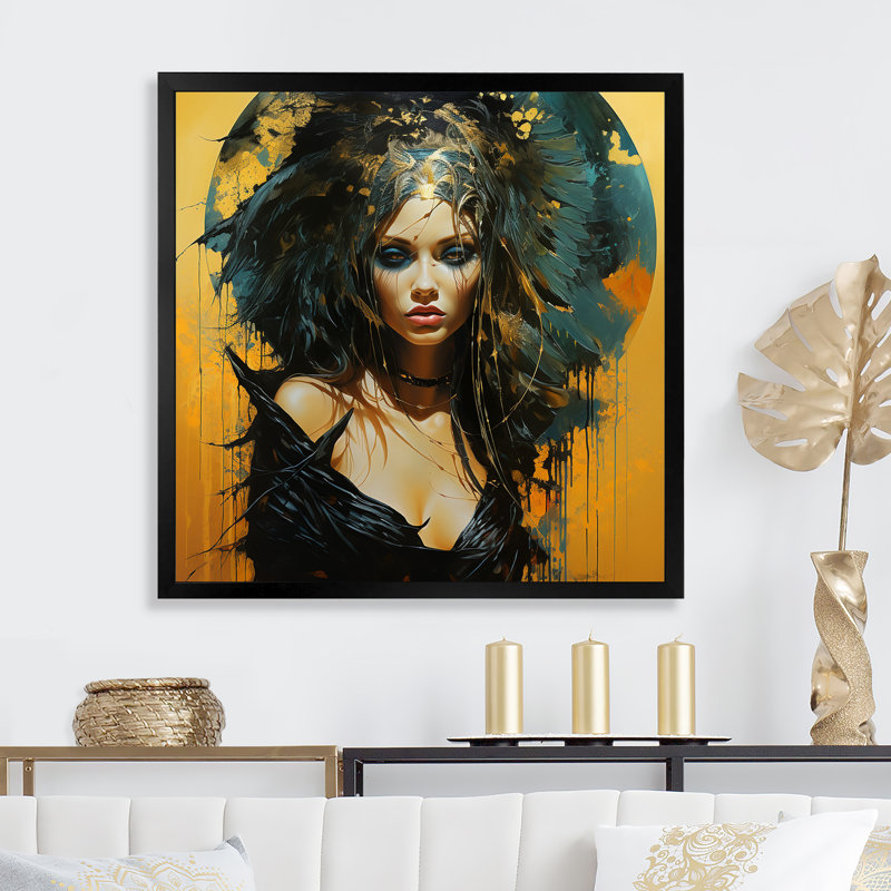 Or et noir Warrior Queen V - art mural moderne, Toile tendue, H 30 po x l 30 po x P 1,5 po