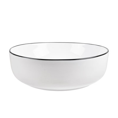 DeerValley Symmetry 16'' Circular White/Black Ceramic Vessel Bathroom Sink