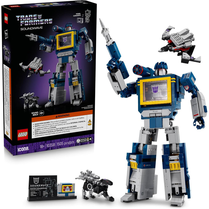 LEGO Icon - 10358 - Transformers: ensemble de construction Soundwave avec effets sonores, 1505 pièces, 18 et plus