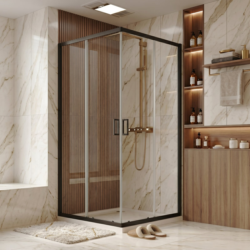 Cabine de douche d'angle encadrée, cabine de douche carrée, verre de revêtement Nano Easy Clean, P 36 po x l 36 po x H 72 po