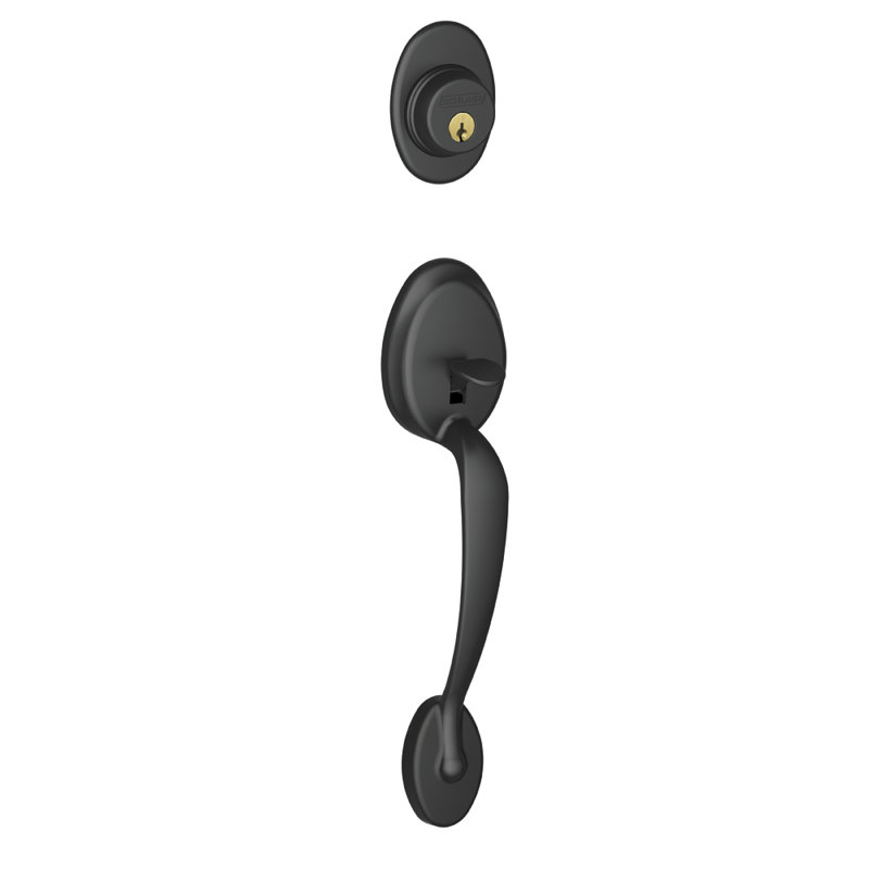 Exterior Portion Handleset and Deadbolt (Interior Portion Sold Separately), Matte Black