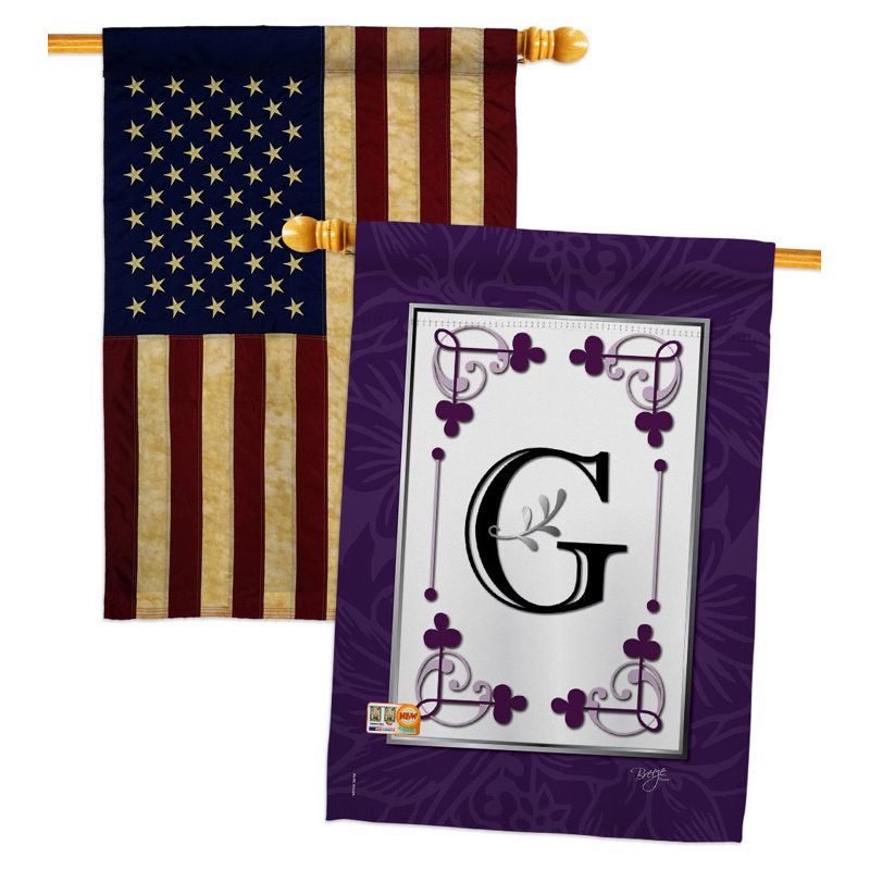 Ensemble de drapeaux de maison Classic N Initiale Simply Beauty Country Living Bannière de jardin 28 X 40 pouces, G