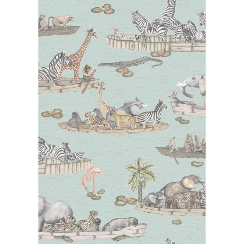 Ardmore Wallpaper Roll, Mint/Back/Bown