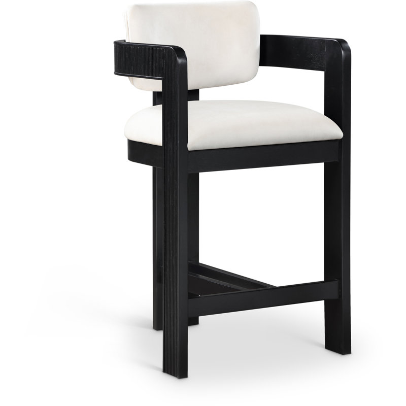 Tabouret rembourré Sacha Howley, Noir, Velours, Cream