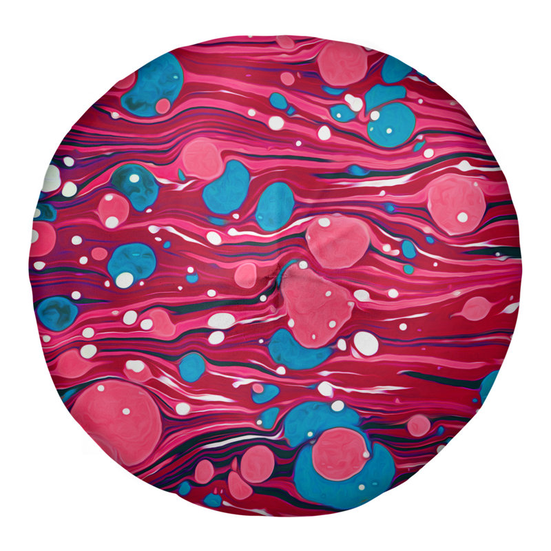 Coussin de plancher tourbillons, 26 po x 26 po, Rose / Bleu