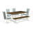 6 Piece Dining Table Set Contains a Rectangle Dining Room Table and 4 Baby Blue Linen Fabric Parson Chairs with a Bench, linen white -85265041-85265035