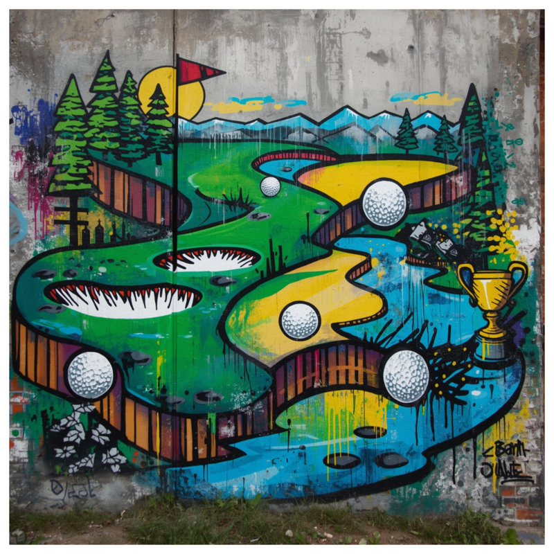 Golf Course Graffiti Double Sided Throw Pillows, 26 x 26 inches