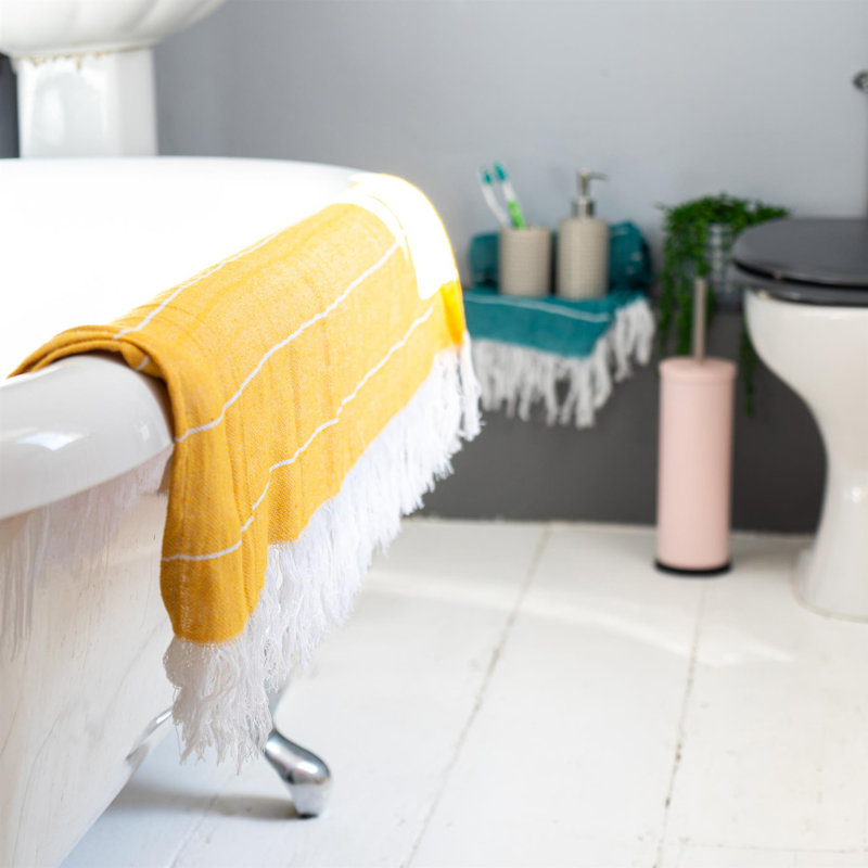 Nicola Spring - Turkish Cotton Bath Towels - 173 x 92cm, Light Orange/Mustard, 2