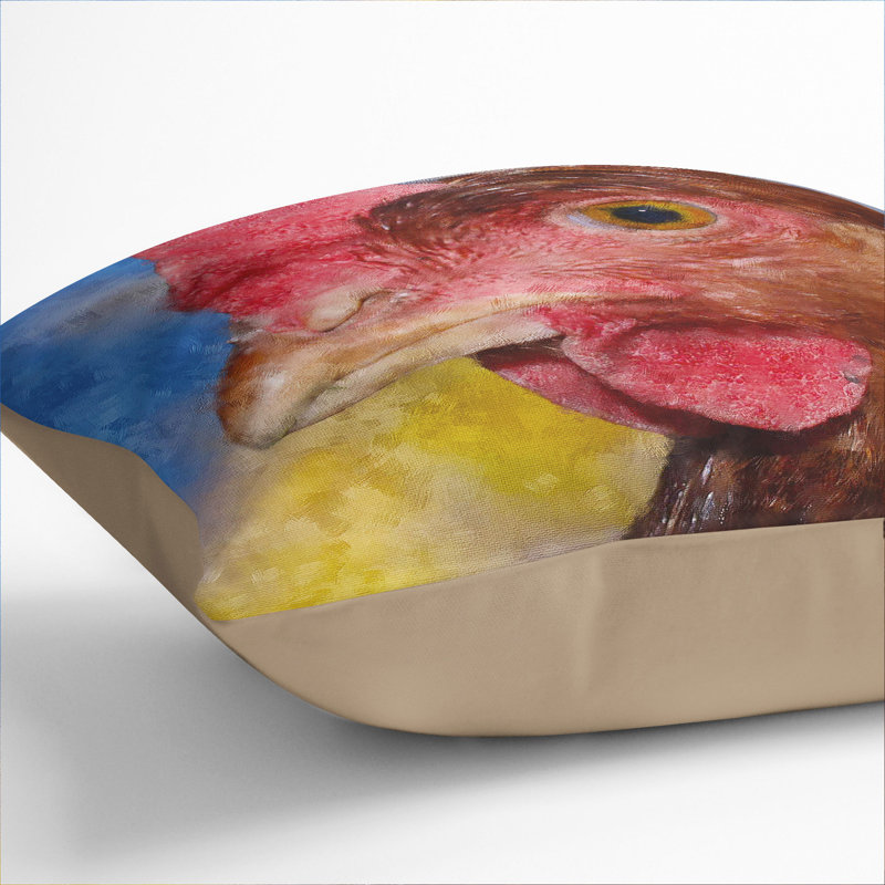 Hen Painting Square Throw Cushion, Stone, 40cm H x 40cm W x 15cm D