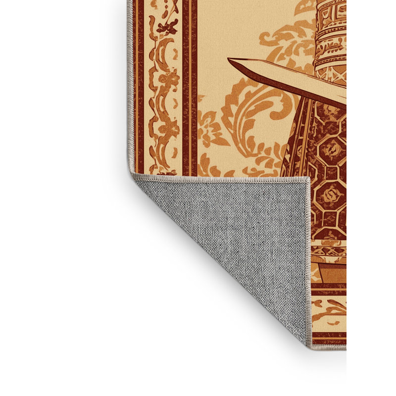 Tapis oriental traditionnel brun / beige lavable à la machine Glendale, 3 x 5
