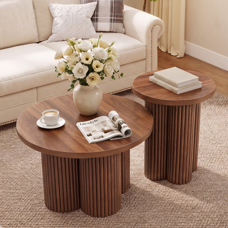2 - Piece Living Room Table Set, Walnut, Walnut, Walnut