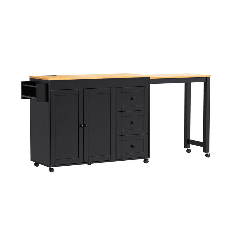 Farmhouse Kitchen Island, Black