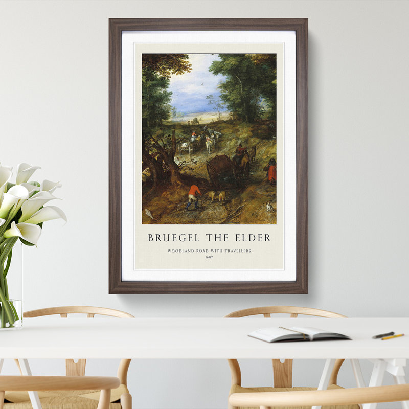 A Woodland Road with Travellers by Pieter Bruegel the Elder - Framed Print, 48cm H x 36cm W x 2cm D, Walnut Framed