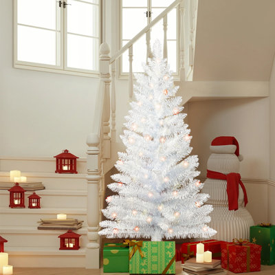 Arbre de Noël artificiel blanc pré-éclairé