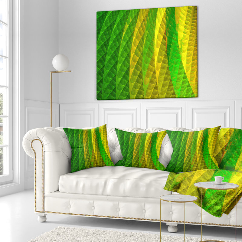 Conception psychédélique superposée - Coussin imprimé abstrait, 18 po x 18 po, Coussin décoratif, Vert