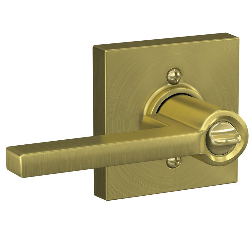 Latitude Keyed Entry Lever with Collins Trim, Satin Brass