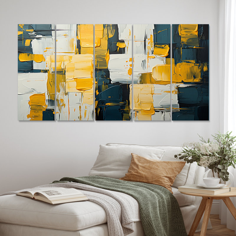 Squared Ceremony Abstract Expressionism I - Abstract Canvas Print - 5 Equal Panels