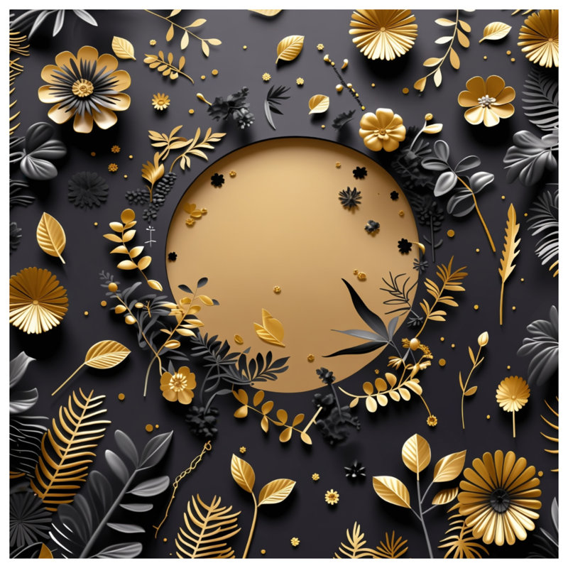 Coussin Gold Leaves, coussins double face Nature, 14 X 14 pouces
