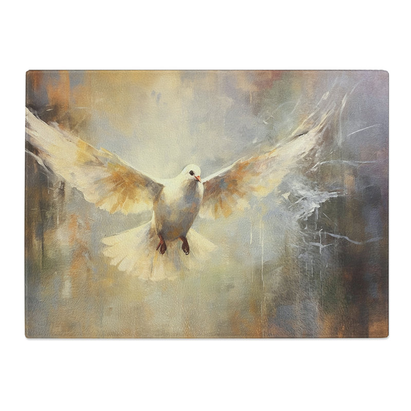 Dove Bird Gestural  Glass Chopping Board