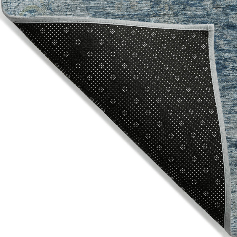 Machine Washable Indoor/Outdoor Xhevrie Blue Rug, Rectangle 2'6" x 3'10"