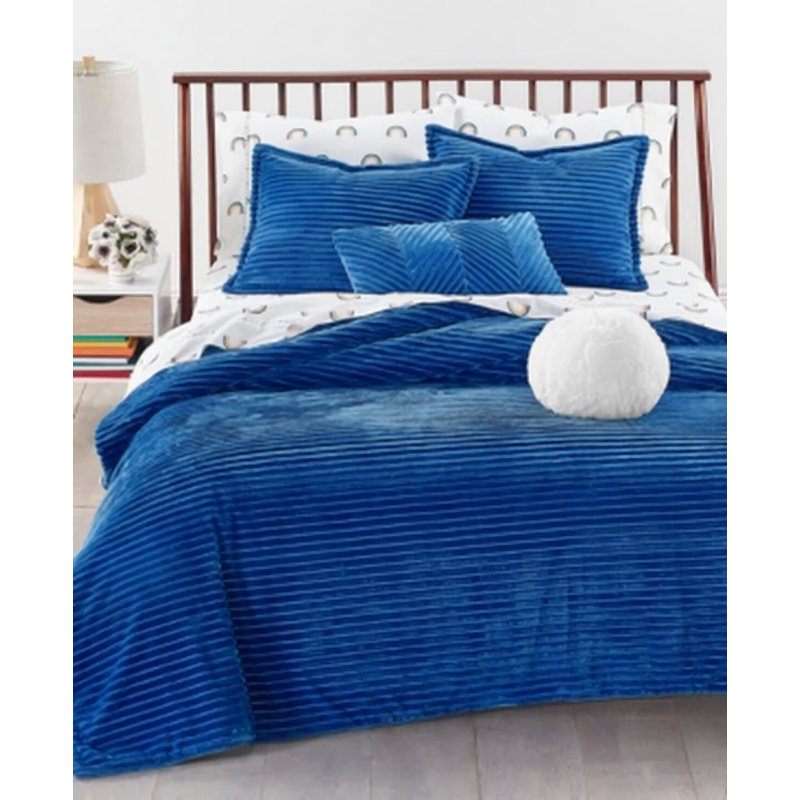 Ensemble d'édredon en microfibre bleu 3 pièces, Édredon grand + 2 taies décoratives