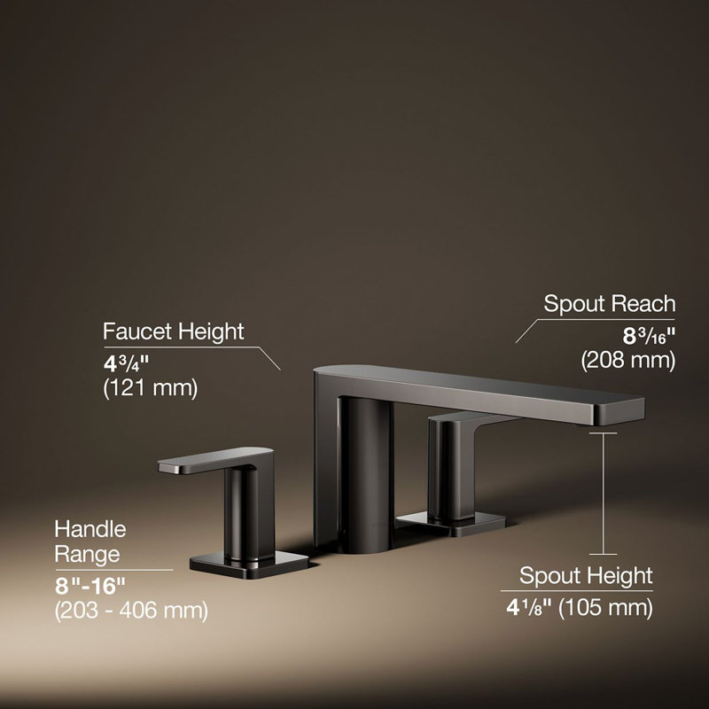Parallel Two-Handle Deck-Mount Bath Faucet, Vibrant Titanium