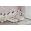 Cadre de lit pour enfant avec bandes lumineuses à DEL, cadre en fer en forme de toit, L 78,5 po x l 55,9 po x H 58,4 po