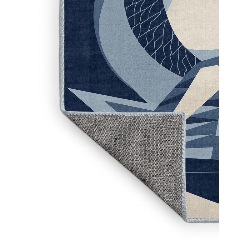 Tapis bleu abstrait lavable à la machine Templeton Donut, 2 x 4