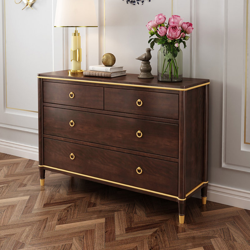Commode d'appoint simple en bois de hêtre, Brun foncé