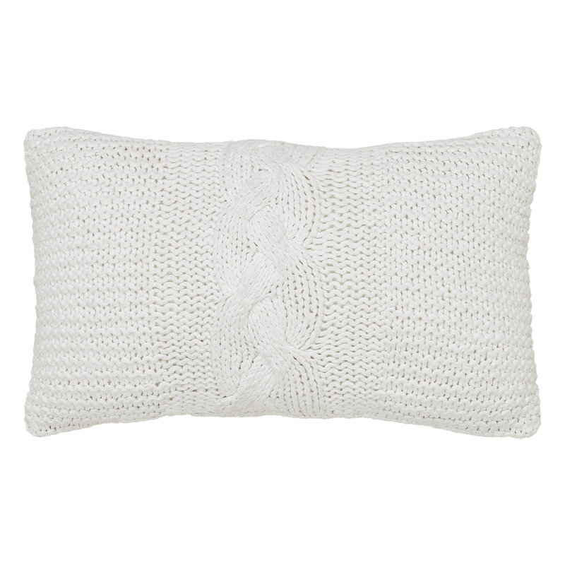 Coussin en tricot torsadé blanc 12 x 20