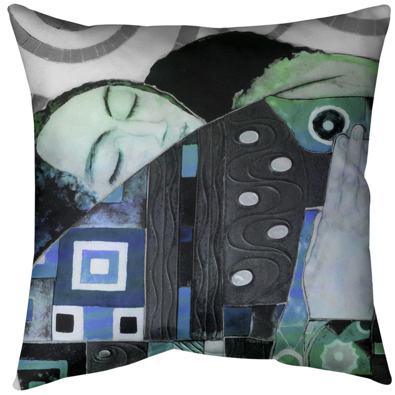 Coussin Embrace, 18 po x 18 po, Bleu / dégradé vert, Faux lin