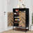 24 Pair Wood Grain Shoe Storage Cabinet with Removable Shelves for Entryway-1113270476