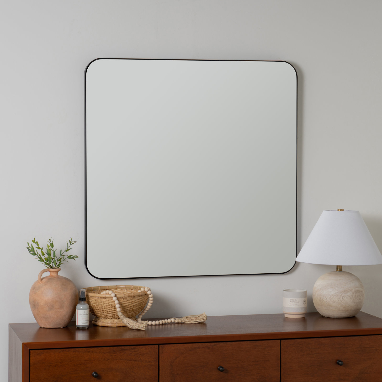Eaton 34" Mirror, Matte Black, 34" H x 33.75" W