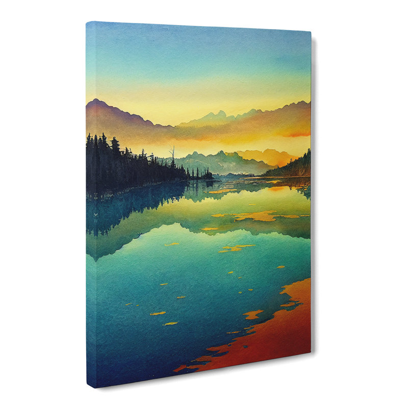 CAN-V0523-2720X Watercolour Lake Vol.7 - Wrapped Canvas Print, 50cm H x 35cm W x 3cm D