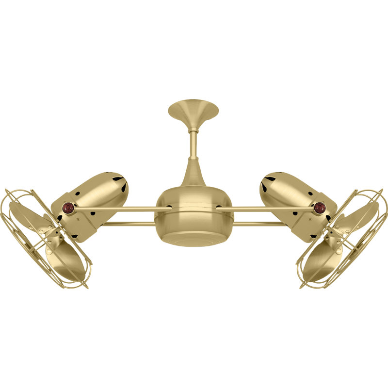 36" Duplo-Dinamico 6 Blade Ceiling Fan, Brushed Brass, 36" Wide