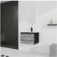 Bathroom wall-mounted washstand with ceramic bowl and soft-close door