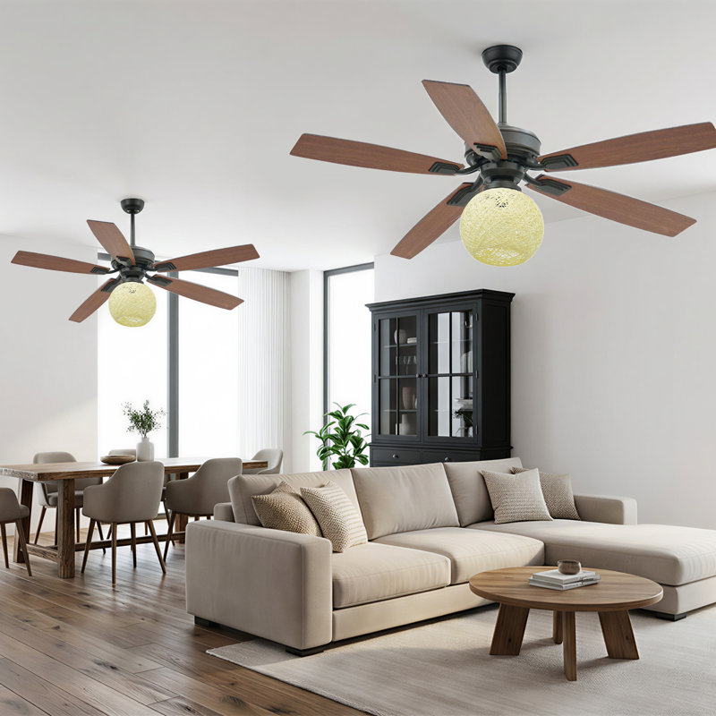 52 Inch Ceiling Fans With Lights And Remote, Reversible, Noiseless, 3 Wind Speeds, Ceiling Fan For Bedroom Living Room, Indoor/outdoor Use