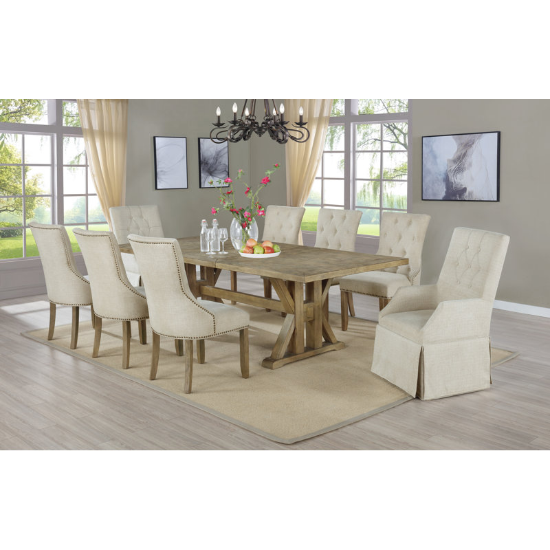 Ensemble de salle à manger extensible, Gris foncé, 9 pièces : 1 table, 8 chaises