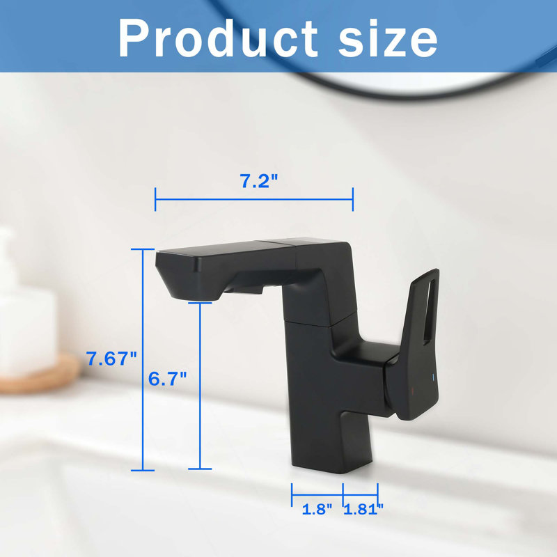 Smart LED Bathroom Faucet - Temperature Digital Display, Pull Down Sprayer for RV and Home Sinks, Matte Black