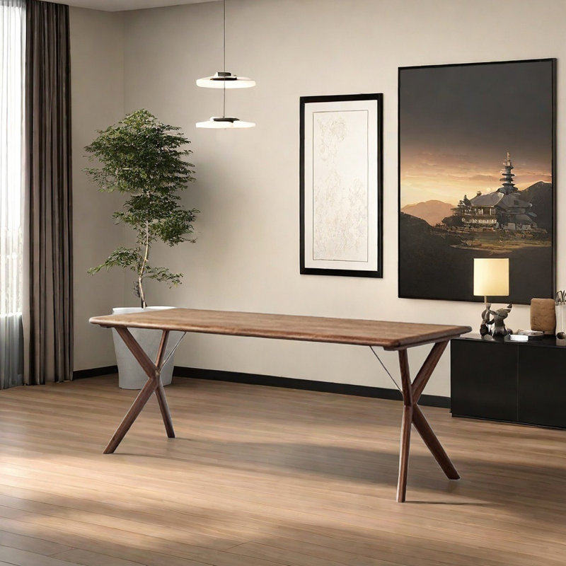 High Quality Durable Rectangular Walnut Table, 29.52"H x 70.86"L x 35.43"W