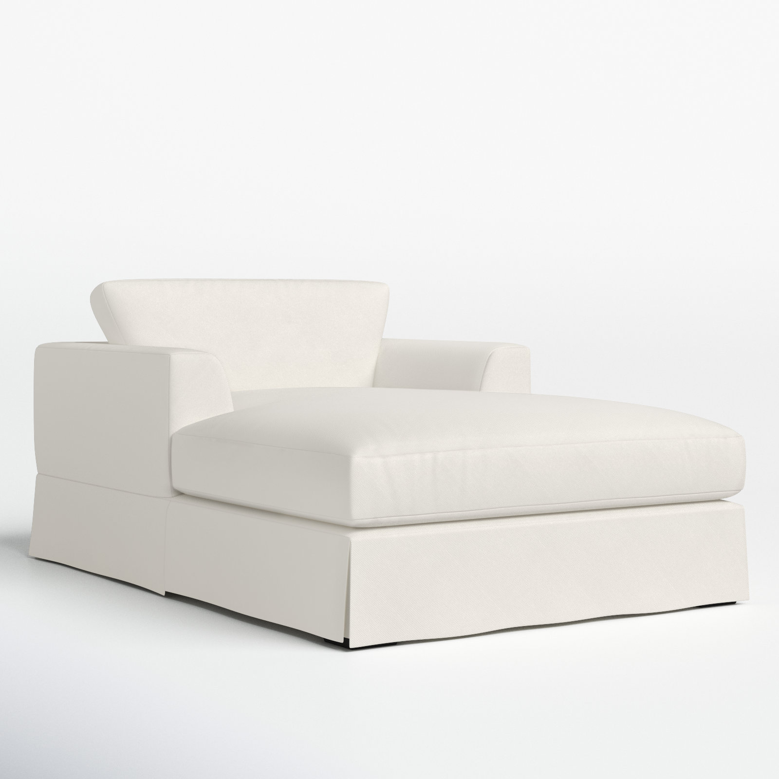 Lucia Upholstered Chaise Lounge, Classic Bleach White Twill