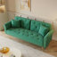 Un canapé-lit de 69,7 pouces de long recouvert de tissu de velours, avec une garniture cloutée et un coussin décoratif assorti-350236132