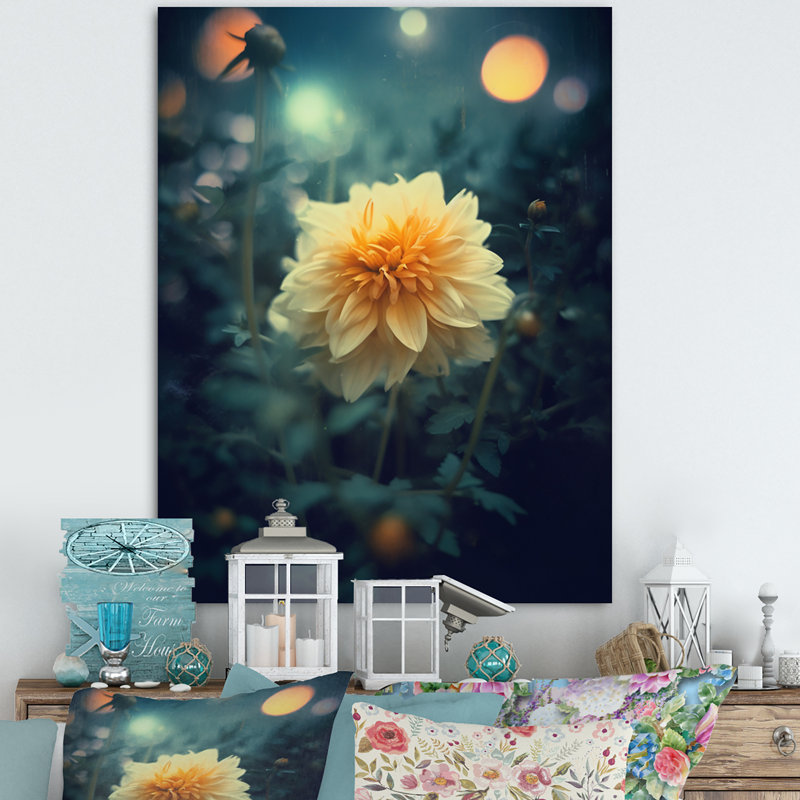 Jaune jaune sarcelle Marigold Splendor II sur toile, Toile tendue, H 44 po x l 34 po x P 1,5 po