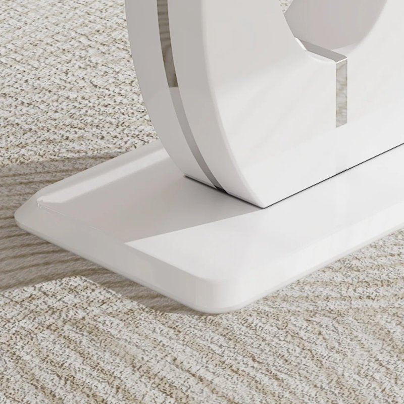 Ensemble de salle à manger 5 pièces rectangulaire en marbre blanc 63 po avec 4 chaises en velours capitonné, Blanc