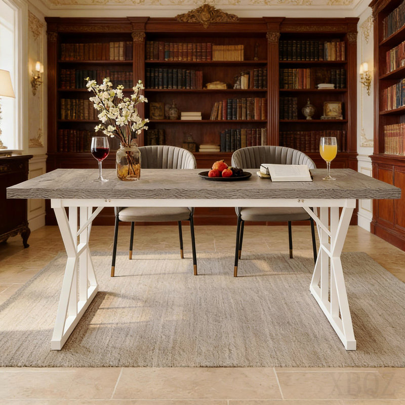 Table de cuisine, table de salle à manger rustique, table de conférence moderne, White, Gray