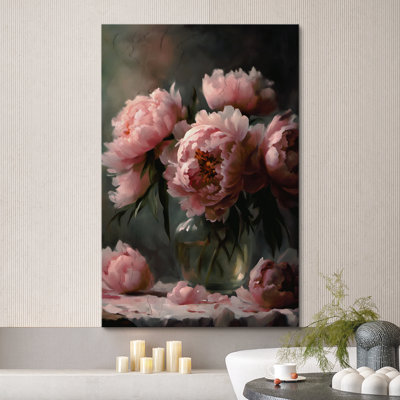 "Flower Blossom", aquarelle Moody, pivoines roses, impression sur toile encadrée, 2 pièces